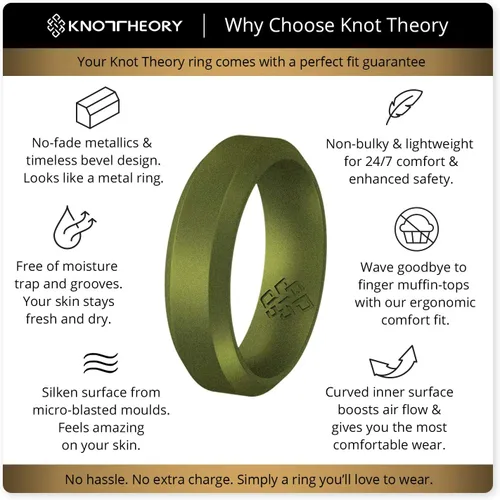 Vista 25 de Knot Theory - Anillo de boda de silicón para hombres y mujeres Anillos de goma finos de calidad superior con gran estilo, comodidad; son ideales