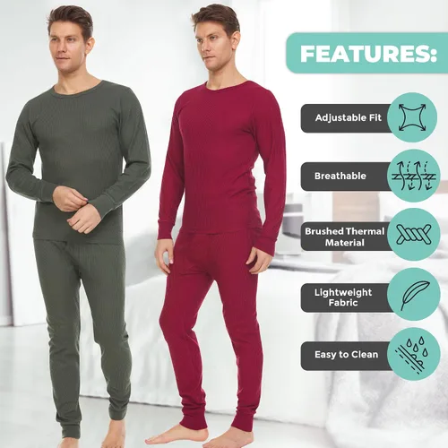 Vista 4 de DARESAY Camisa y pantalón térmico de manga larga para hombre capa base para camisetas y chaquetas conjunto de capa base para hombres 2