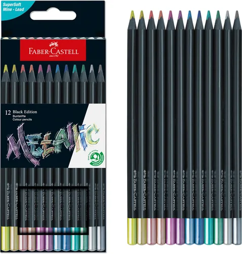 Vista 12 de Lápices de colores Faber-Castell Black Edition Grandes suministros de arte para el regreso a clases Clásicos (12 unidades)