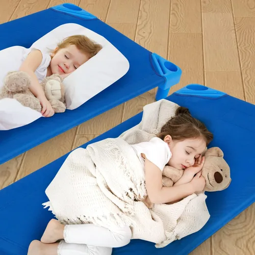 Vista 8 de KOTEK Catres apilables para niños, catres portátiles para niños pequeños, 52 pulgadas de largo x 23 pulgadas de ancho, listas para montar, ahorro