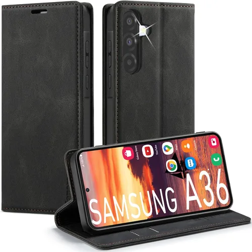 Vista 13 de Funda tipo cartera para Samsung Galaxy A32 5G con bloqueo RFID, tarjetero y función atril magnético, funda de cuero con tapa para Galaxy A32 5G