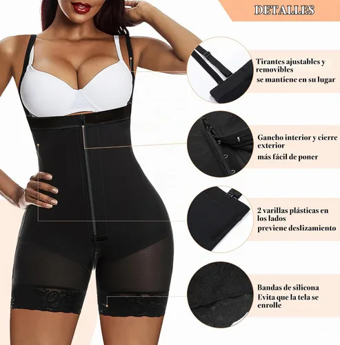 Vista 4 de YIANNA Fajas Colombianas Tummy Control Shapewear for Women Body Shaper Girdles Butt Lifter Compression Garment 1-negro (cremallera frontal)