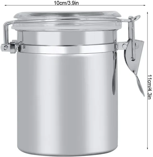Vista 2 de Fdit Recipiente de almacenamiento de café y alimentos de acero inoxidable, recipiente de café, tarro de almacenamiento de alimentos, té, azúcar