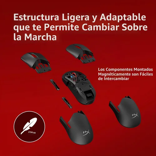 Vista 2 de HyperX Pulsefire Saga Pro Ratón Inalámbrico para Juegos (Negro)