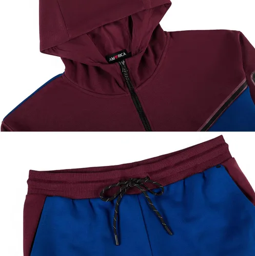 Vista 5 de Conjunto deportivo para hombre, sudadera con capucha y manga larga, con cremallera completa, 2 piezas