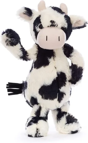Vista 2 de Jellycat Becerro Tímido, Animal de Peluche, Mediano de 12 Pulgadas - Juguete de Peluche Clásico del Patio de la Granja - Regalo Clásico para Niños