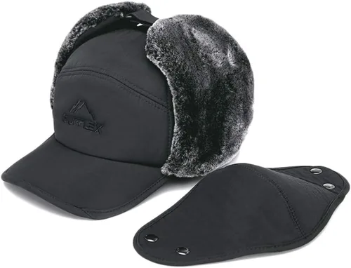 Vista 5 de Sombrero de cazador para clima frío con solapa para el oído de piel sintética de Ushanka ruso sombrero de caza para hombres mujeres