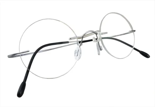 Vista 2 de Circleperson Anteojos de titanio sin montura Vintage Small Round 43-22-145 W Lente transparente para hombres mujeres