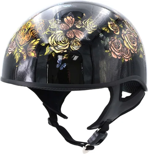 Vista 38 de Hot Leathers Avanzado Moto DOT Skull Cap Classic Half Cascos Biker HLD HLT