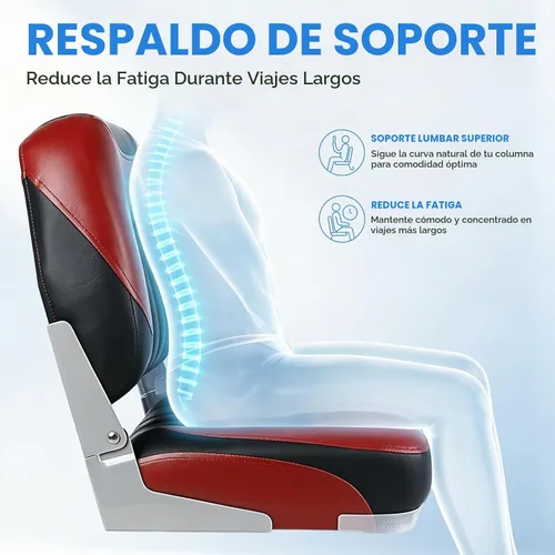 Vista 4 de XGEAR Asiento de barco de lujo con respaldo bajo/alto, asiento plegable para barco de pesca