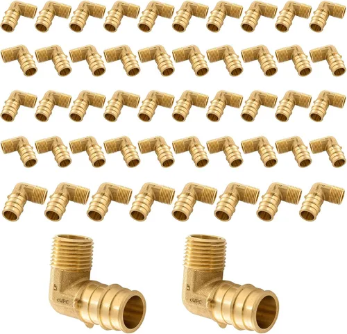 Vista 13 de Paquete de 5 codos NPT macho Seelink de 1/2" PEX-A de expansión x 1/2" Accesorios de expansión PEX-A de latón, para accesorios de tubería