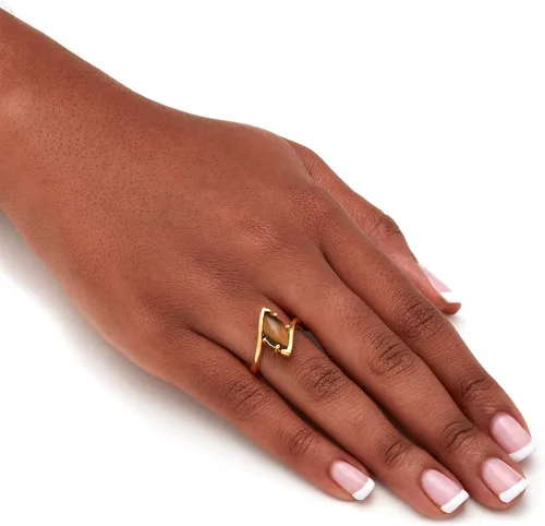 Vista 4 de PalmBeach - Anillo de derivación de ojo de tigre marrón con forma de marquesa amarilla, tallas 5-10