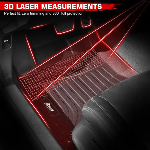 Vista 5 de IKON MOTORSPORTS Alfombrillas de suelo de TPE 3D, compatibles con Mercedes-Benz Clase GLC 2023-2024, forros antideslizantes impermeables para todo
