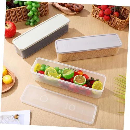 Vista 3 de 3 Pcs Transparent Fridge Organizers Food Storage Containers for Fruit Vegetable Bread Cheese Stackable PP Plastic Produce Saver Boxes with Airtight