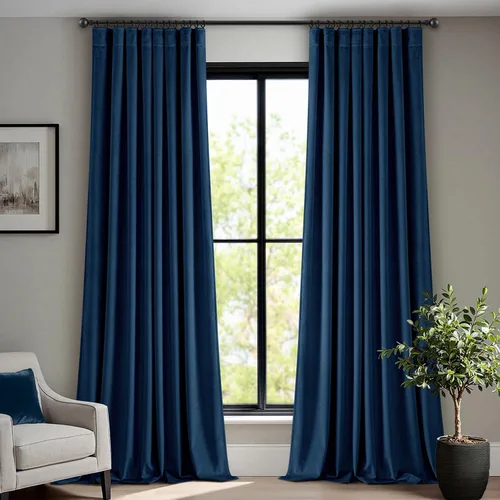 Vista 31 de ANRODUO Cortinas de terciopelo beige de 45 pulgadas de largo, opacas con aislamiento térmico insonorizado, cortinas de privacidad para oscurecer