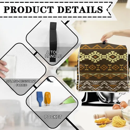 Vista 5 de Veniyate Funda para mezclador de soporte de impresión étnica tribal africana compatible con 5-8 cuartos de galón para ayuda de cocina, cubierta a