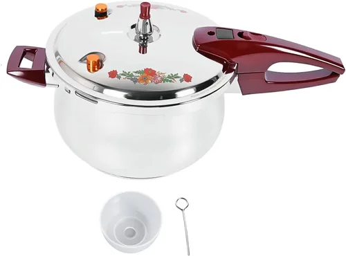 Vista 5 de Olla a presión, 80KPA de acero inoxidable multifuncional con mango ergonómico, olla a presión para uso doméstico (6 l)