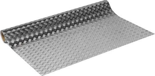 Vista 4 de d-c-fix® Adhesivo de plástico (película de vinilo autoadhesiva) placa metálica a cuadros de alto brillo plateado 26.6 in x 4.9 ft 340-8060