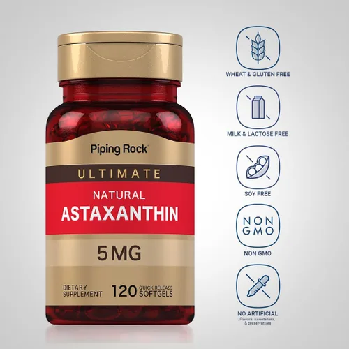 Vista 3 de Piping Rock Suplementos de astaxantina de 5 mg 120 cápsulas blandas Sin OMG, sin gluten
