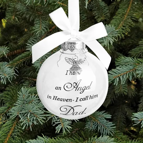 Vista 11 de Adorno de ángel conmemorativo de Navidad con diseño de bola de plumas con texto en inglés "I Have an Angel in Heaven I Call Her Aunt Family