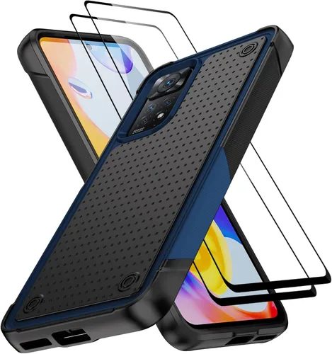 Vista 25 de Jeylly Funda para Xiaomi Poco X3 NFC con protector de pantalla de vidrio templado [2 paquetes], resistente a prueba de golpes, funda protectora