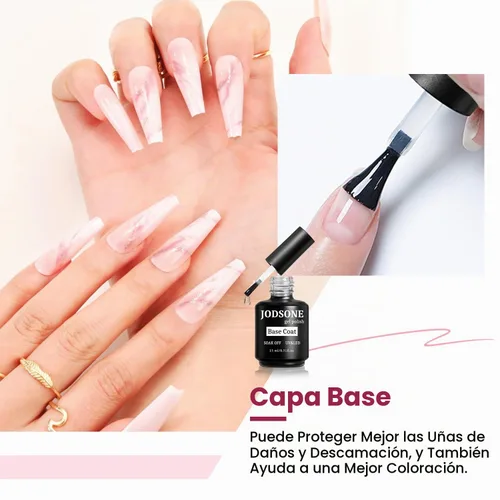 Vista 2 de JODSONE 15 ml de esmalte de uñas en gel, capa base, brillo, secado rápido, duradero, se elimina con remojo, transparente, sin necesidad de limpieza