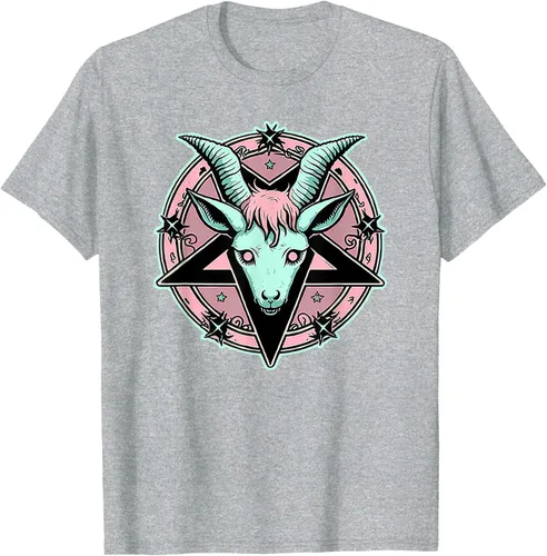 Vista 32 de Camiseta Kawaii Paste Creepy Goat Pentacle, Negro