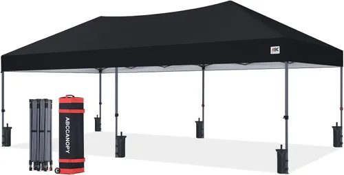 Vista 32 de ABCCANOPY Toldo desplegable – Tienda de campaña portátil para patio al aire libre resistente para patio trasero y terraza con 4 bolsas de arena Beige