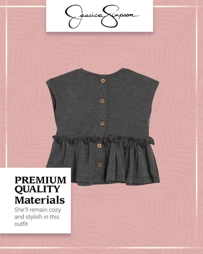 Vista 3 de Jessica Simpson Conjunto de pantalones para niña 2 piezas blusa y pantalones con volantes Ropa de juego para recién nacidos y bebés (0-24 meses)