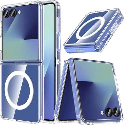 Vista 7 de Funda magnética transparente para Samsung Galaxy Z Flip 5, compatible con MagSafe