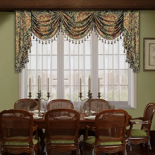 Vista 31 de Loom and Mill Cenefas de Cascada de Lujo para Ventanas, Elegante Cenefa de Cortinas Gruesas de Jacquard con Borlas para Sala de Estar, Dormitorio