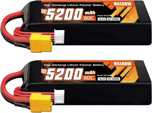 Vista 7 de Hilldow 3S Lipo Batería 80C 11.1V 5200mAh Soft Case RC Lipo Batería con conector XT60 para RC Avión Helicóptero Quadcopter Drone 1pcs