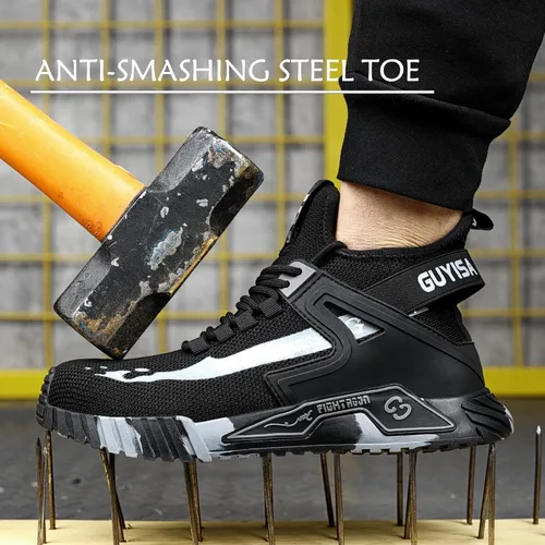 Vista 5 de WOWSTICK Zapatillas de deporte ligeras del dedo del pie de la seguridad del trabajo, zapatos ligeros respirables durables