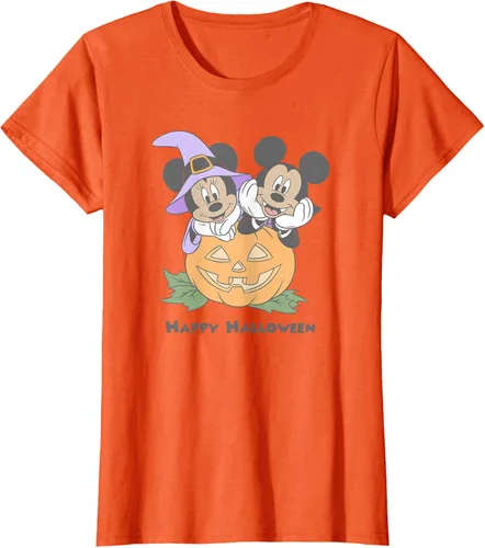 Vista 45 de Disney Mickey and Friends Halloween Pumpkin Mickey & Minnie Camiseta Blanco
