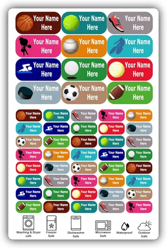 Vista 8 de 126 Etiquetas de Nombre Personalizadas – Diseños de Iconos para Niños, Niñas y Niños. Etiquetas Impermeables para Escuela, Guardería y Campamento.