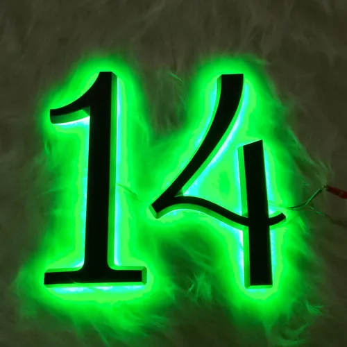 Vista 5 de Señales de Números de Casa LED Personalizadas Señales de Números de Casa Verticales/Horizontales Iluminadas Placa de Dirección de Casa