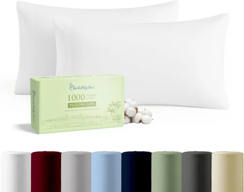 Vista 14 de CharlottelyHues Juego de 2 fundas de almohada 100% algodón egipcio, tamaño Queen (borgoña)