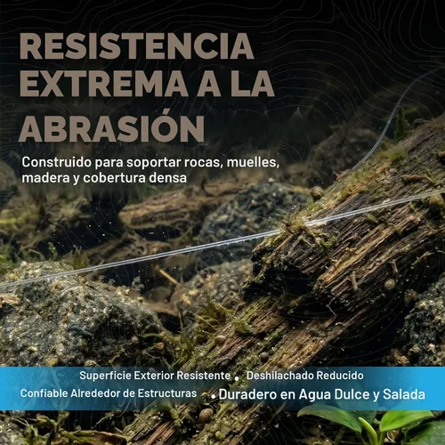 Vista 3 de Reaction Tackle Línea de pesca de fluorocarbono 100% puro, alta resistencia, resistente a la abrasión, hundimiento rápido, prácticamente invisible