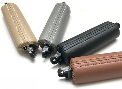 Vista 6 de Reemplazo de la manija de la puerta de cuero delantera izquierda interior del coche para Volkswagen VW Touareg 2003-2010 (beige)