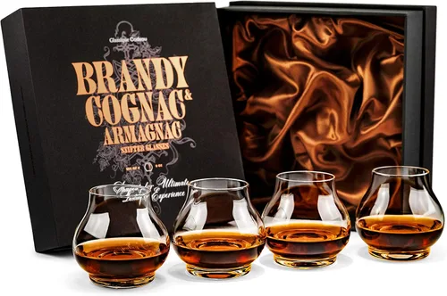 Vista 9 de Vasos pequeños de degustación de brandy, coñac y armagnac de 8 onzas Juego de 4 Snifters profesionales en forma de globo para nariz y beber