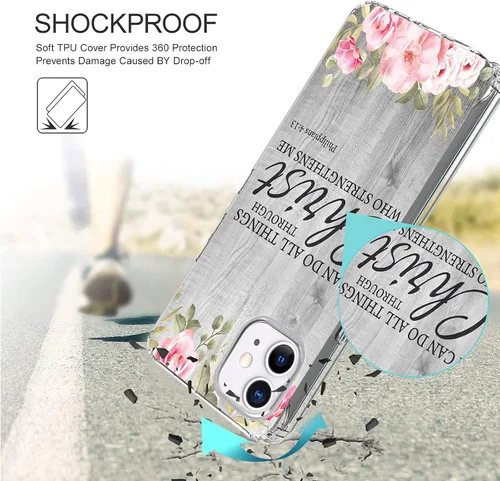 Vista 4 de Rossy Funda para iPhone 11, transparente con doble capa transparente híbrida de TPU suave TPU duro PC a prueba de golpes funda protectora para Apple