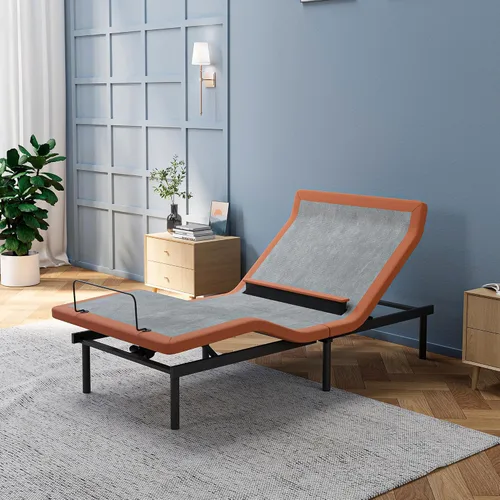 Vista 14 de ESHINE Marco de cama ajustable + colchón híbrido de 14 pulgadas, soporte lumbar, inclinación de almohada para la cabeza, control de aplicación