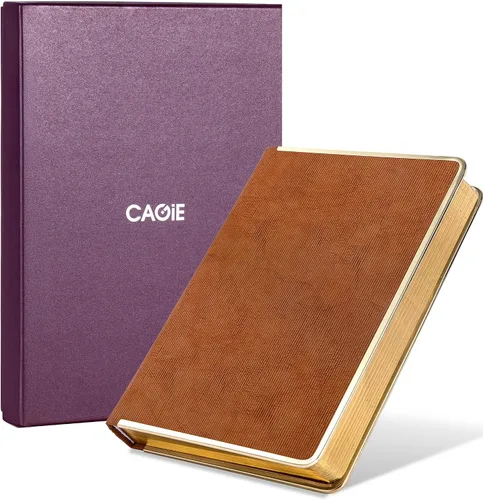 Vista 19 de Diario forrado con líneas de CAGIE para hombres y mujeres, diario encuadernado en cuero con anillos de crecimiento de árboles, cuaderno de 256