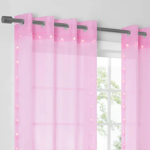Vista 8 de Eclipse Starlight - Cortina ligera con luces y ojales sin gancho, cortina con luces y control remoto, cortina para dormitorio, divisor de habitación