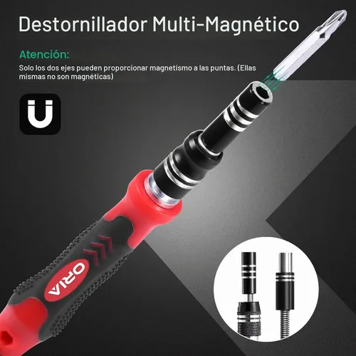 Vista 4 de ORIA Kit de Destornilladores de Precisión, Mini Juego de Destornilladores, 61 en 1 con 57 Puntas de Herramientas de Reparación con Eje Flexible Rojo