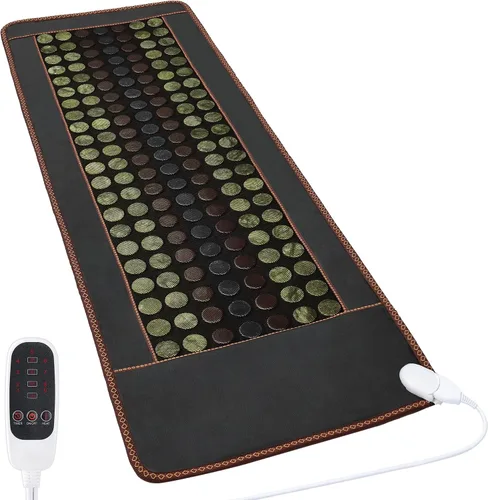 Vista 10 de Almohadilla térmica de infrarrojos lejanos, jade natural y 2 almohadillas térmicas de turmalina diferentes, almohadillas térmicas eléctricas