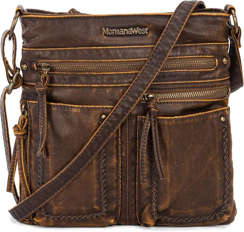 Vista 13 de Montana West Crossbody Bag for Women Multi Pocket Shoulder Medium Travel Purses Ultra Soft Washed Leather