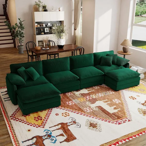 Vista 30 de Sofá modular de 81 pulgadas con 2 otomanas, sofá modular de 2 asientos, sofá seccional pequeño para sala de estar