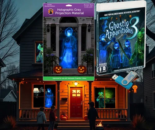 Vista 13 de Reaper Brothers® Kit de decoración digital de Halloween incluye 8 efectos de video AtmosFX® para Halloween Plus pantalla de proyección holográfica