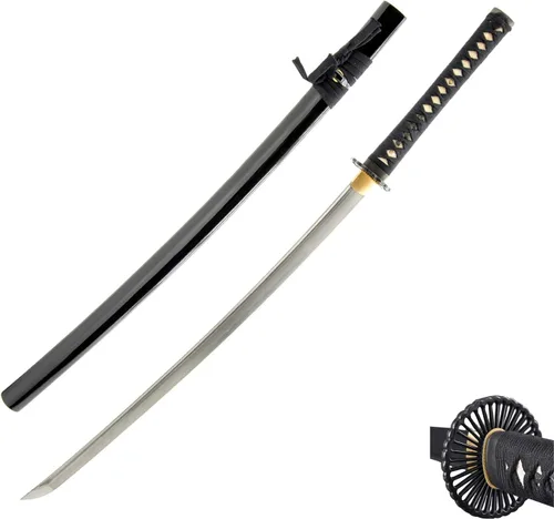 Vista 16 de HMS Espada Katana Samurai Japonesa Finely finished blades in 1045, 1095 or Damascus steel for dojo practice and display; includes protective sword